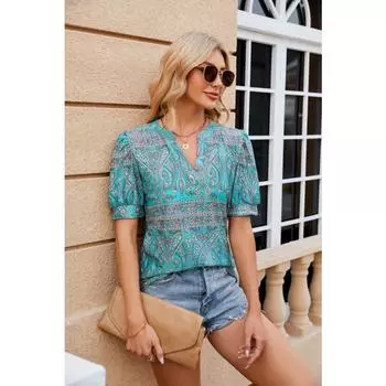 Летняя женская футболка с v-образным вырезом, свободная футболка с коротким рукавом и принтом, топ S