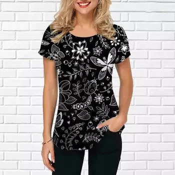 Летняя женская футболка Стрекоза 3d топы с принтом модная футболка с круглым вырезом и коротким рукавом уличная свободная повседневная одежда женские футболки 6XL