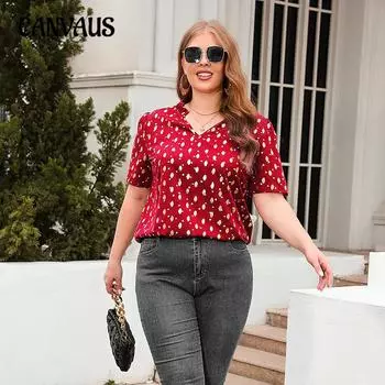 Летняя женская футболка, свободная повседневная футболка, большие размеры, v-образный вырез, короткие рукава, пригородные топы с короткими рукавами XL красный