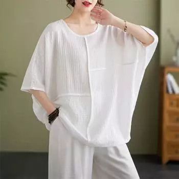 Летняя женская футболка, свободная повседневная хлопковая футболка с коротким рукавом