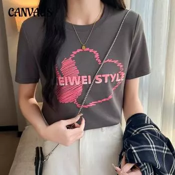 Летняя женская футболка, свободный топ с круглым вырезом и короткими рукавами S белый