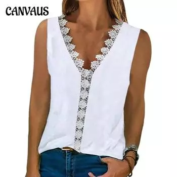 Летняя женская футболка, удобная повседневная кружевная футболка с v-образным вырезом и принтом, женские топы S