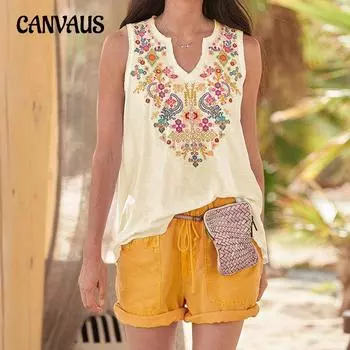 Летняя женская футболка в этническом стиле, жилет S небесно-голубой