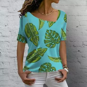 Летняя женская футболка, винтажная повседневная черная модная пуловер с v-образным вырезом и коротким рукавом, свободные повседневные топы с принтом, дизайнерская одежда M