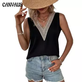 Летняя женская футболка, жилет с v-образным вырезом, простая однотонная майка без рукавов, женские топы S белый