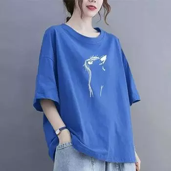 Летняя женская хлопковая футболка с короткими рукавами, женские свободные топы XS