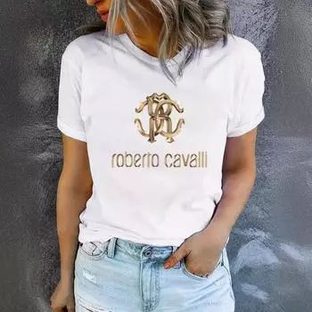 Летняя женская хлопковая футболка с круглым вырезом и короткими рукавами с рисунком, повседневные модные футболки для женщин S белый