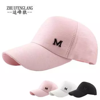 Летняя женская кепка с буквой М и изогнутыми полями, козырек для защиты от солнца, однотонная бейсболка, модная спортивная кепка Adjustable розовый