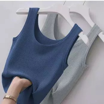 Летняя женская кофточка больших размеров, облегающая верхняя одежда с круглым вырезом, однотонная, мягкая, удобная, тонкая рубашка без рукавов M белый