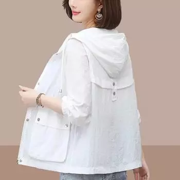 Летняя женская куртка, тонкое пальто, повседневная ветровка, солнцезащитные куртки, базовое пальто на молнии, топы женские M бежевый