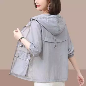 Летняя женская куртка, тонкое пальто, повседневная ветровка, солнцезащитные куртки, базовое пальто на молнии, топы женские XXXXL белый