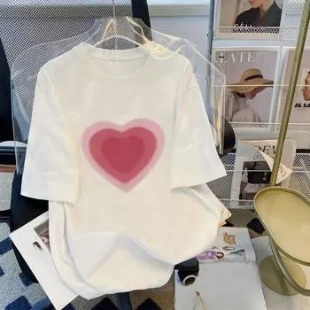 Летняя женская ленивая хлопковая свободная футболка с короткими рукавами, женский топ с круглым вырезом и принтом S