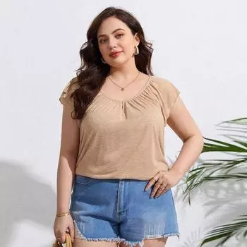 Летняя женская майка больших размеров, модная повседневная жаккардовая рубашка без рукавов с внутренней стороны, XL-3XL 2XL хаки