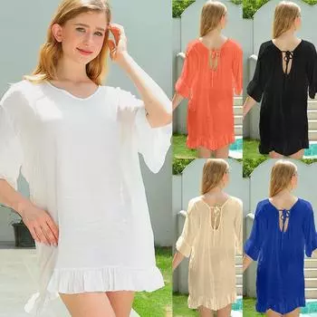 Летняя женская майка, свободная майка, чистый цвет, жаккардовая рубашка с круглым вырезом и короткими рукавами внутри One Size чёрный