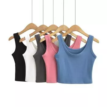 Летняя женская майка, тонкий обтягивающий сексуальный топ без рукавов, женская футболка, короткие велосипедные топы, рубашки S синий