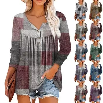 Летняя женская мода, повседневная блузка с круглым вырезом и рукавами 3/4, пуловер с принтом XXL