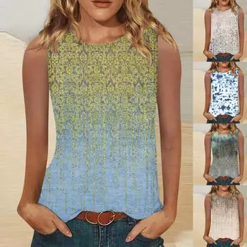 Летняя женская мода, повседневная блузка с рукавами три четверти, цветочными пуговицами и принтом, круглый вырез, пуловер, топ, блузка XXL синий