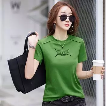 Летняя женская мода сплошной цвет майка тонкий круглый вырез с коротким рукавом цифровая футболка XXXL белый