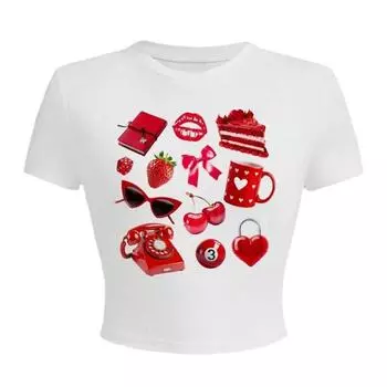 Летняя женская мода в европейском и американском стиле с контрастным буквенным принтом, короткий укороченный топ, облегающая футболка для женщин S