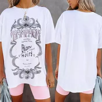 Летняя женская модная футболка с буквенным принтом, свободная повседневная футболка больших размеров S белый