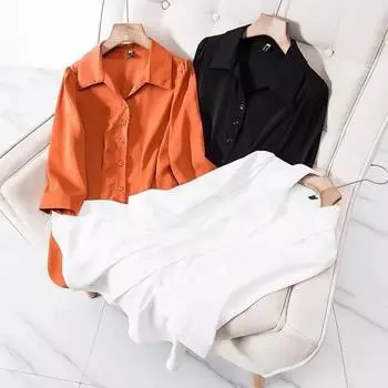 Летняя женская модная рубашка больших размеров с воротником-поло