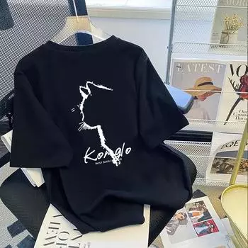 Летняя женская модная свободная футболка с коротким рукавом и принтом