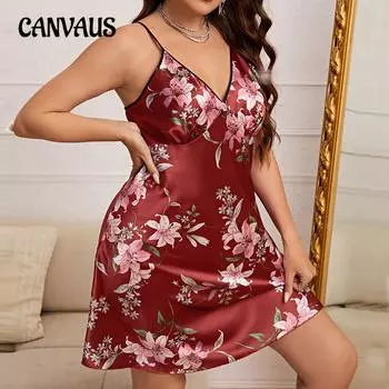 Летняя женская ночная рубашка больших размеров, сексуальное модное шелковое ночное платье с имитацией бретельки 1XL красный