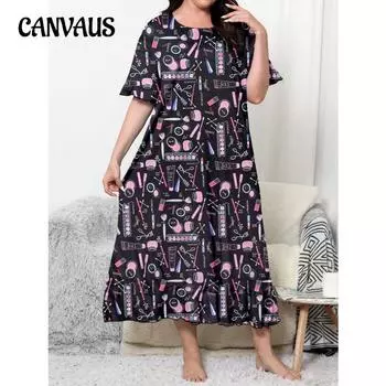 Летняя женская ночная рубашка больших размеров с принтом, домашняя одежда, удобное повседневное комфортное платье 1XL разноцветный