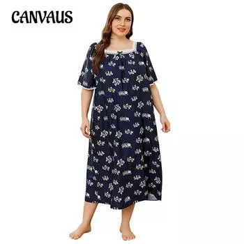 Летняя женская ночная рубашка большого размера, домашняя одежда, пижамы, кружевные ночные рубашки с короткими рукавами и принтом XL