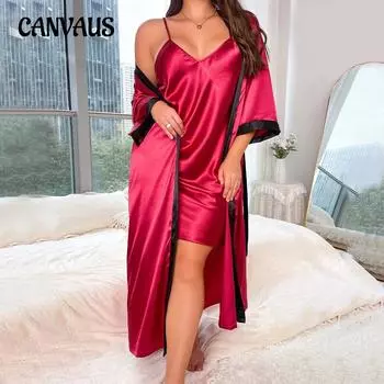 Летняя женская ночная рубашка из ледяного шелка больших размеров, имитация шелковой ночной рубашки, халат, модная сексуальная домашняя одежда для отдыха из двух предметов 1XL розовый