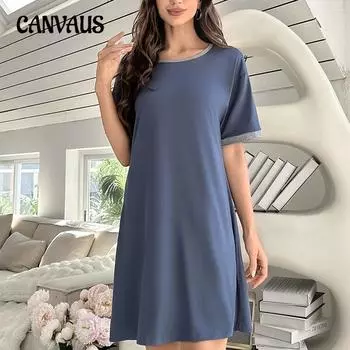 Летняя женская ночная рубашка из молочного шелка, платье, синяя лоскутная домашняя одежда, пижама S синий