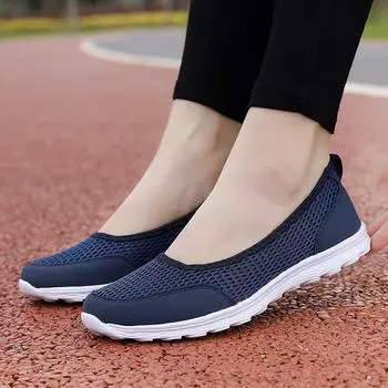 Летняя женская обувь большого размера с закрытым носком, легкая обувь для беременных женщин с крупной сеткой, повседневная обувь, дышащая и удобная сетчатая обувь 35