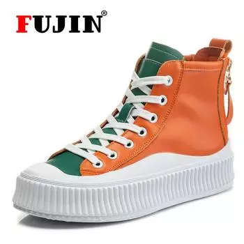 Летняя женская обувь Fujin Springs, женская обувь на плоской платформе с дышащей сеткой, женские лоферы без шнуровки, женская обувь на танкетке