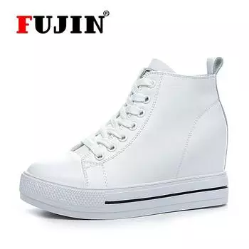 Летняя женская обувь Fujin Springs, женская обувь на плоской платформе с дышащей сеткой, женские лоферы без шнуровки, женская обувь на танкетке 34 белый