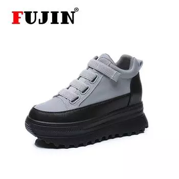 Летняя женская обувь Fujin Springs, женская обувь на плоской платформе с дышащей сеткой, женские лоферы без шнуровки, женская обувь на танкетке