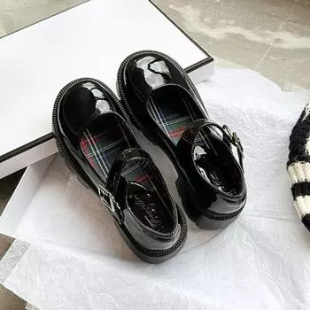 Летняя женская обувь, мода, Мэри Джейн, лакированная кожа, увеличенный размер, толстая подошва, толстый каблук, пряжка, ремешок, одинарные туфли 34