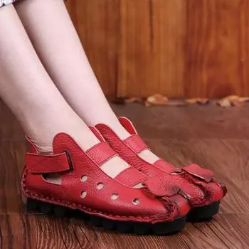 Летняя женская обувь на плоской подошве из натуральной кожи с мягкой подошвой, женские сандалии для отдыха 35 чёрный