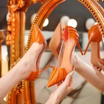 Летняя женская обувь на высоком каблуке, зеленые прозрачные туфли Stilito белого цвета для женщин 2024 года на каблуке, прозрачные туфли-лодочки со скидкой 34