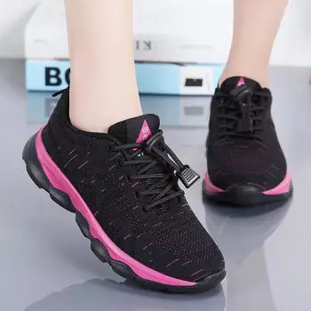 летняя женская обувь, новые нескользящие туфли для мам, легкая спортивная повседневная обувь с мягкой подошвой, для пожилых людей, прогулочная обувь zapatos de mujer 35 чёрный