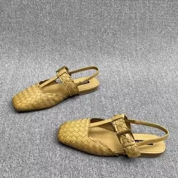 Летняя женская обувь, однотонные сандалии Baotou, модные повседневные римские женские сандалии на низком каблуке 35