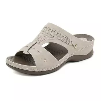 Летняя женская обувь, простые повседневные металлические тапочки на танкетке, женские тапочки больших размеров с вышивкой 36 чёрный