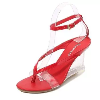 Летняя женская обувь Простые сандалии на танкетке с пряжкой One Word 34 белый