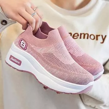 Летняя женская обувь с внутренним ростом, дышащая спортивная обувь на платформе для женщин 36