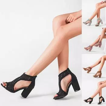 Летняя женская обувь. Женская обувь на полой молнии. Сандалии с открытым носком. Высокие каблуки. 36 розовый