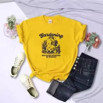 Летняя женская одежда с рисунком из чистого хлопка с круглым вырезом и короткими рукавами, повседневные модные футболки для женщин S белый