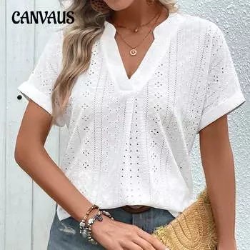 Летняя женская однотонная футболка с v-образным вырезом и ощущением мышц, жаккардовый топ с короткими рукавами S белый