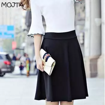 Летняя женская однотонная мини-юбка-карандаш с высокой талией, тонкая сексуальная короткая юбка 55 см S чёрный