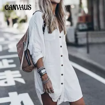 Летняя женская однотонная свободная повседневная рубашка S белый