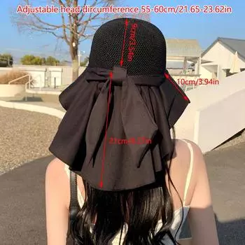 Летняя женская панама с шалью, легкая дышащая сетка, защита лица и шеи, солнцезащитная шляпа с бантом, пляжная кепка, дизайн для путешествий жёлтый