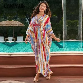 Летняя женская пляжная накидка больших размеров, свободная праздничная рубашка от солнца, верхняя рубашка бикини One Size